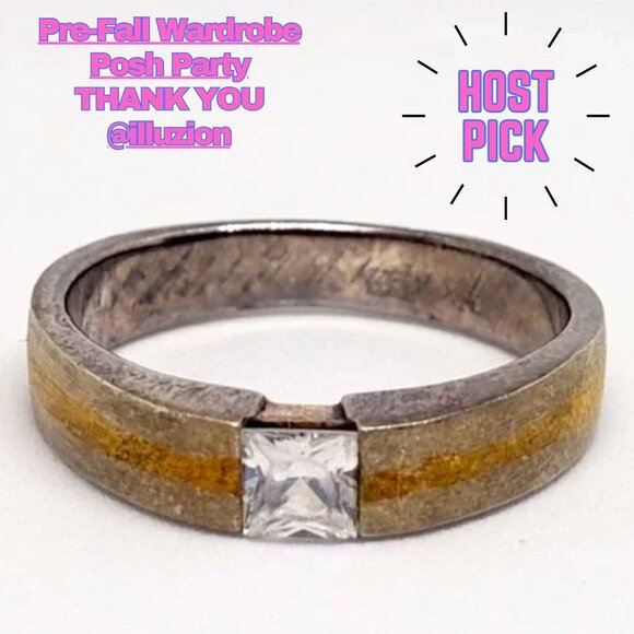 Brilliant Sterling/Gold Channel CZ Ring - Picture 6 of 7